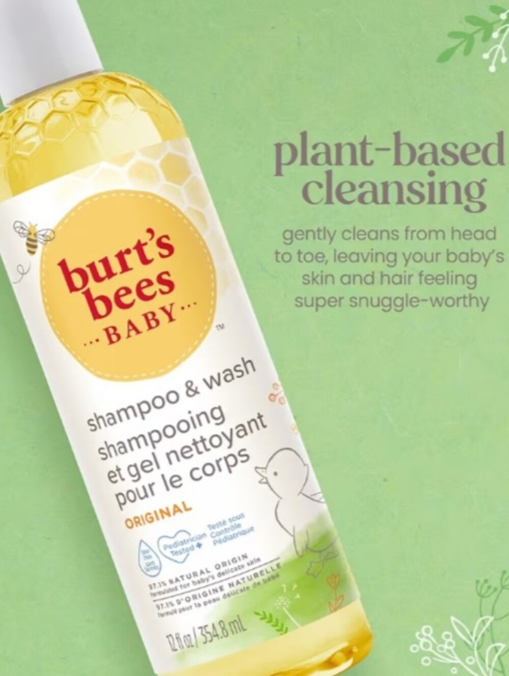 *NEW*SEALED* Burt's Bees Baby Original Tear Free Shampoo & Wash, 12 Fl. Oz.